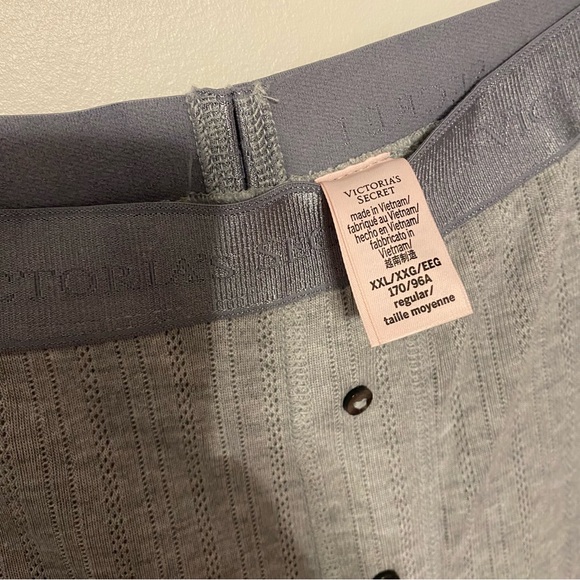 Victoria's Secret Cozy Pointelle Henley Pajama Set in Light Gray Light, XXL - Picture 7 of 9